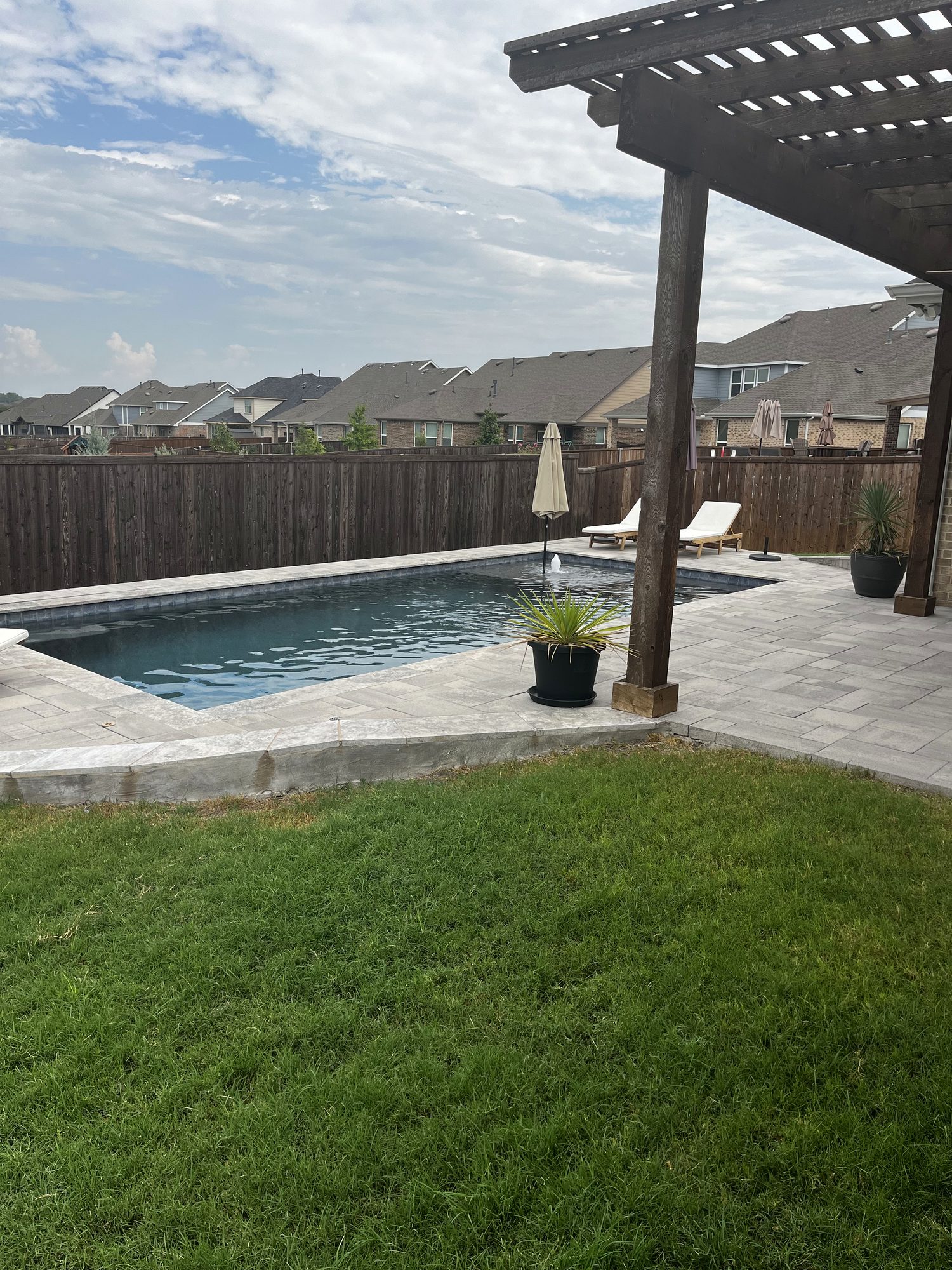 Pool and pergola from the lawn